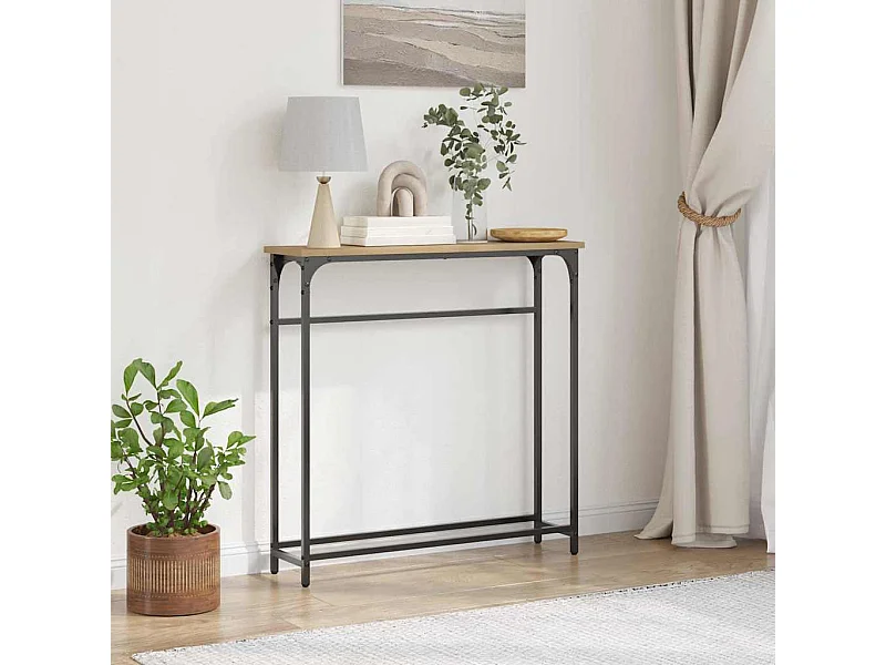 Mesa Consola con estante Roble artisan 75 x 19.5 x 75 cm