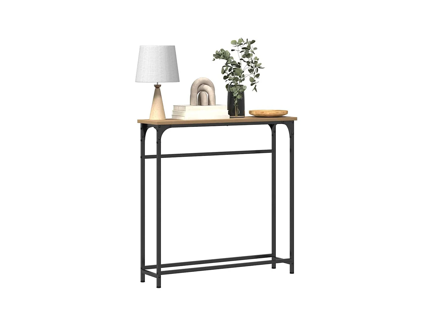 Table Console avec étagère chêne artisanal 75 x 19,5 x 75 cm