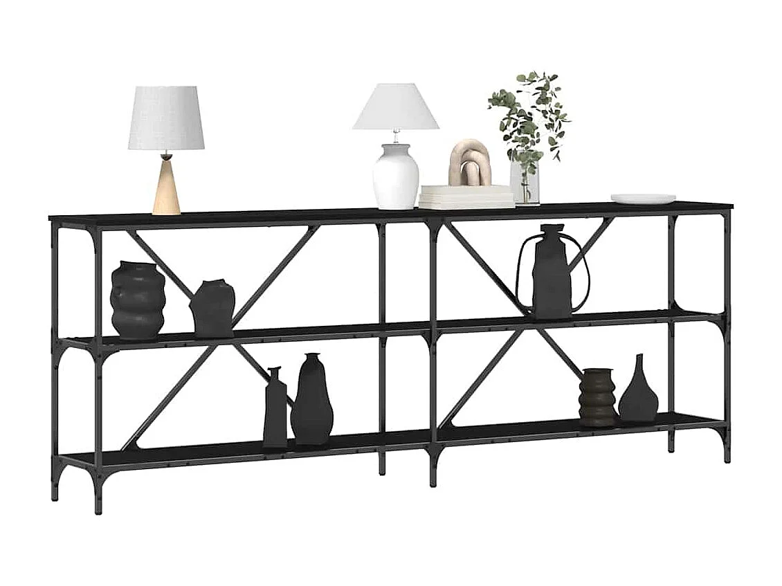Mesa Consola con estante Otro Roble negro 180 x 30 x 75 cm