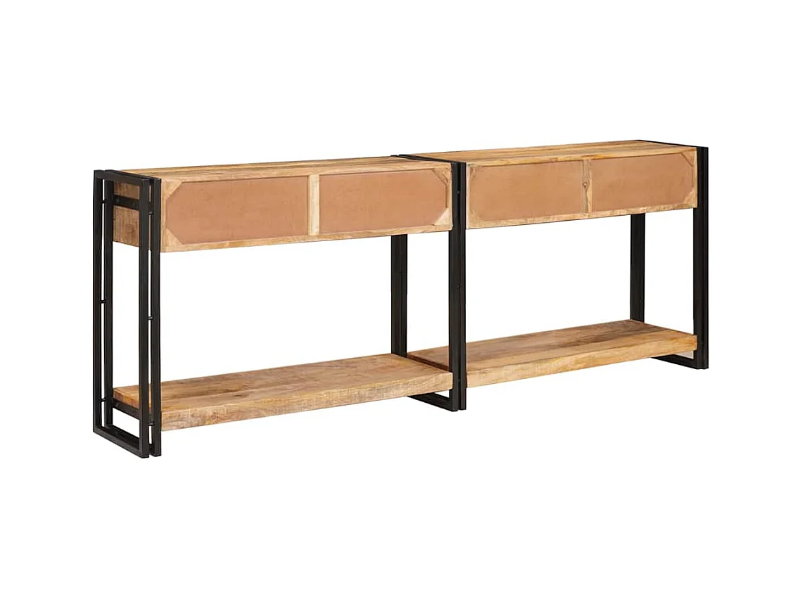 Table console 2 pièces Marron Bois de manguier brut massif