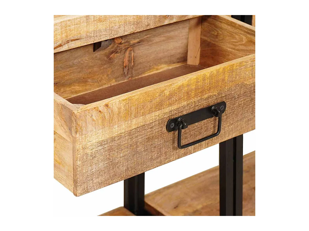 Table console 2 pièces Marron Bois de manguier brut massif