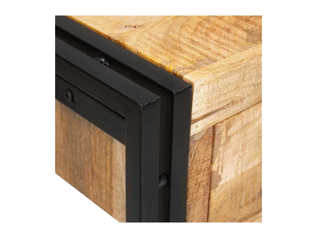 Table console 2 pièces Marron Bois de manguier brut massif