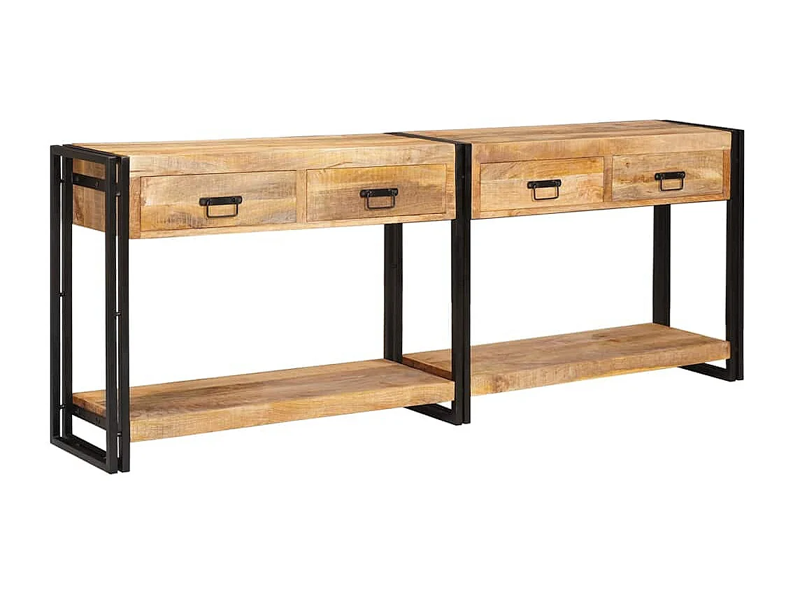 Wandtafel 2 pcs Bruin 200 x 33 x 75 cm Massief ruw mangohout