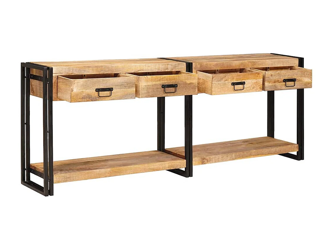 Wandtafel 2 pcs Bruin 200 x 33 x 75 cm Massief ruw mangohout