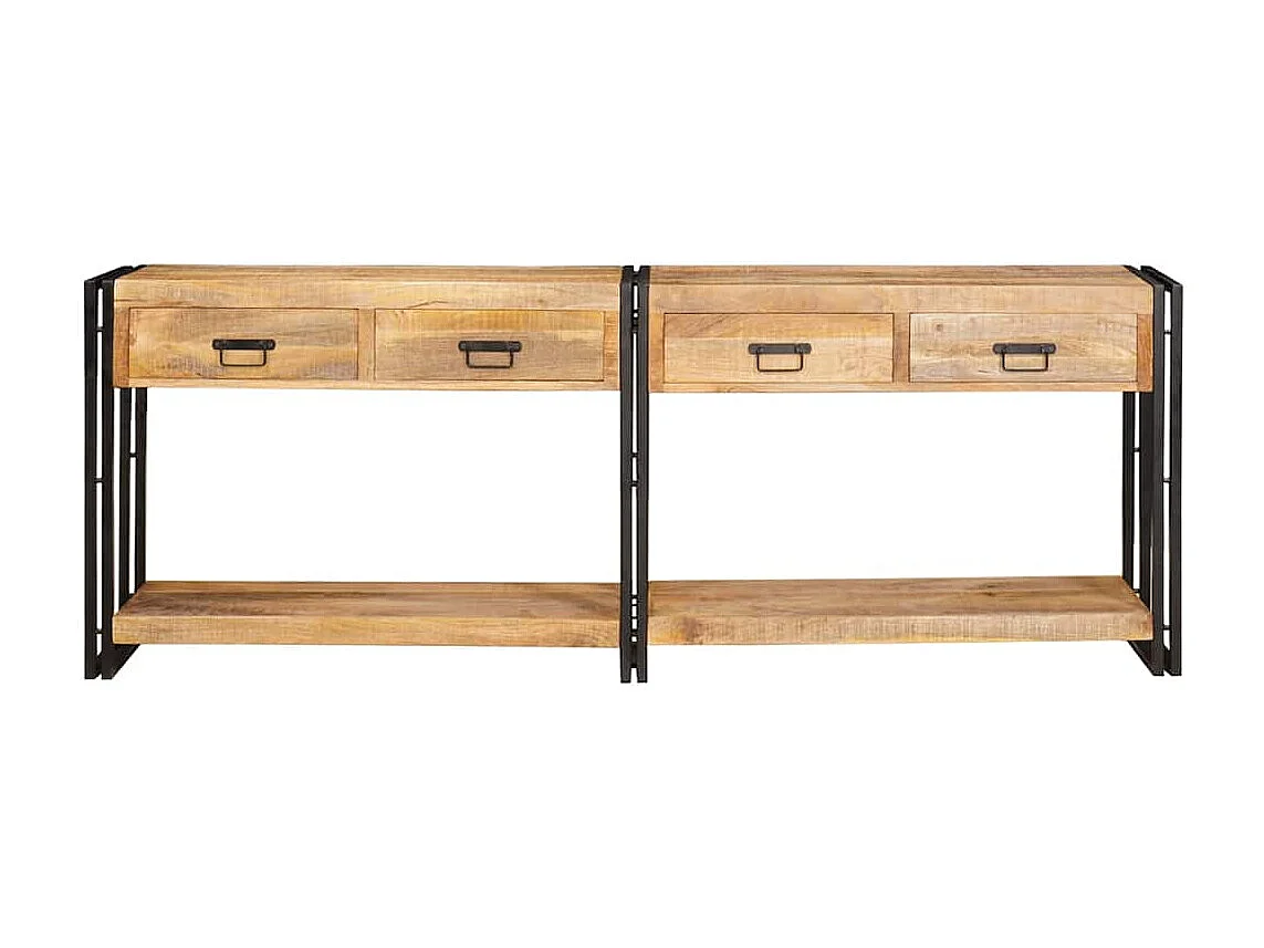 Wandtafel 2 pcs Bruin 200 x 33 x 75 cm Massief ruw mangohout