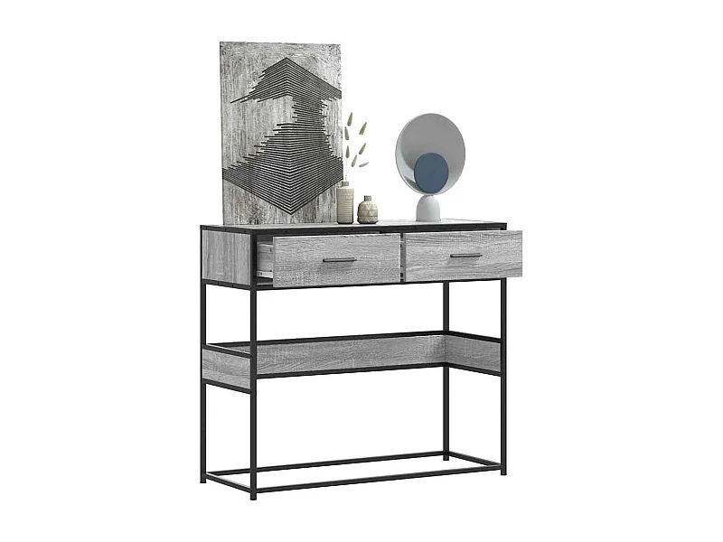 Mesa consola 90x35x80 cm derivados de madeira cinzento sonoma