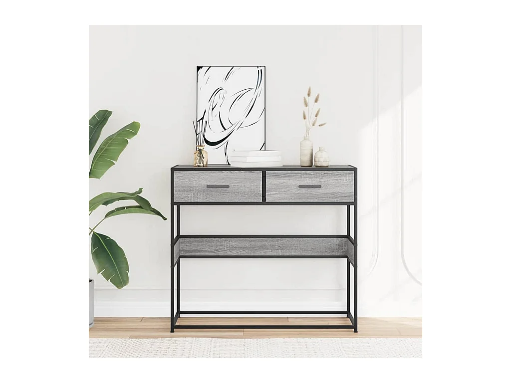 Mesa consola 90x35x80 cm derivados de madeira cinzento sonoma