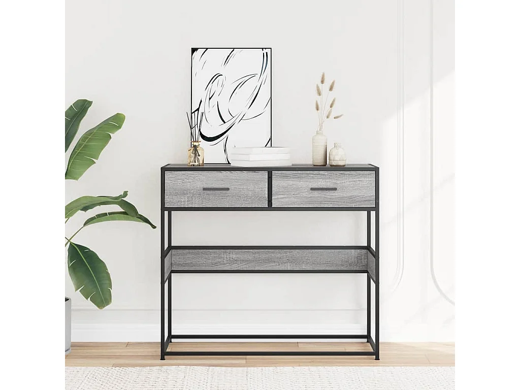 Table console sonoma gris 90x35x80 cm bois d'ingénierie