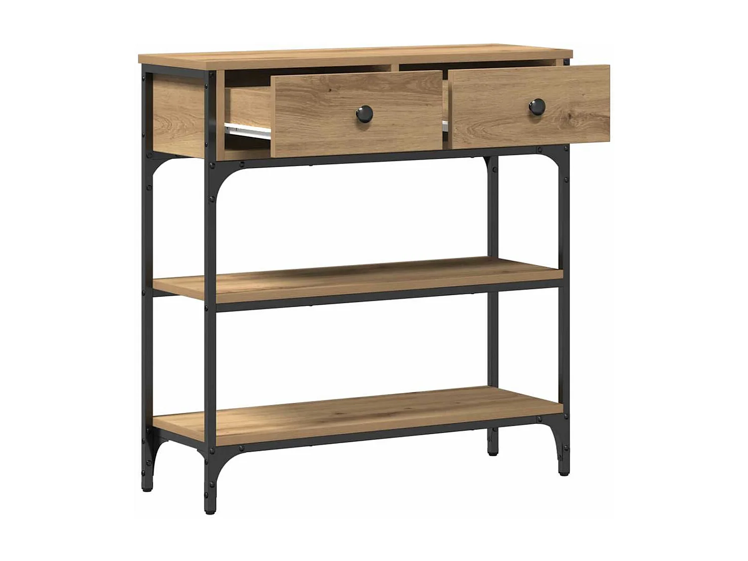 Table Console avec tiroir chêne artisanal 72,5 x 25 x 75 cm