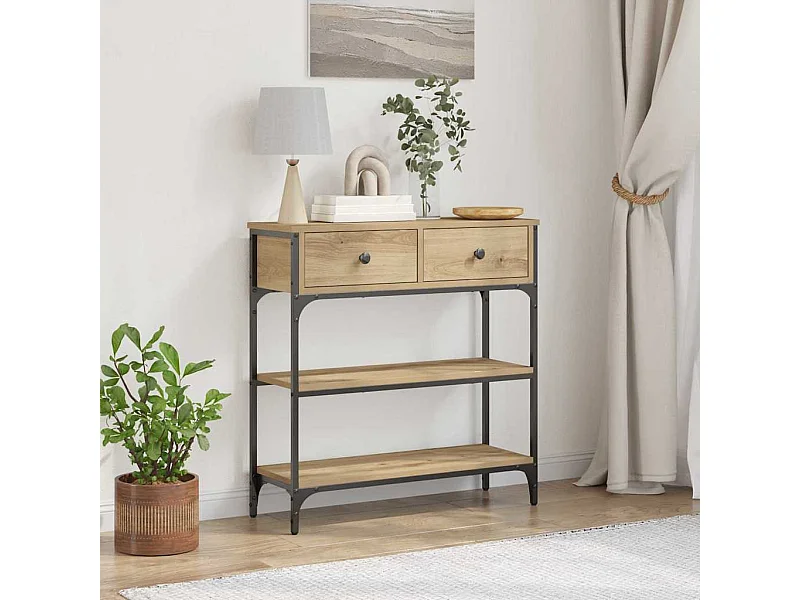 Table Console avec tiroir chêne artisanal 72,5 x 25 x 75 cm