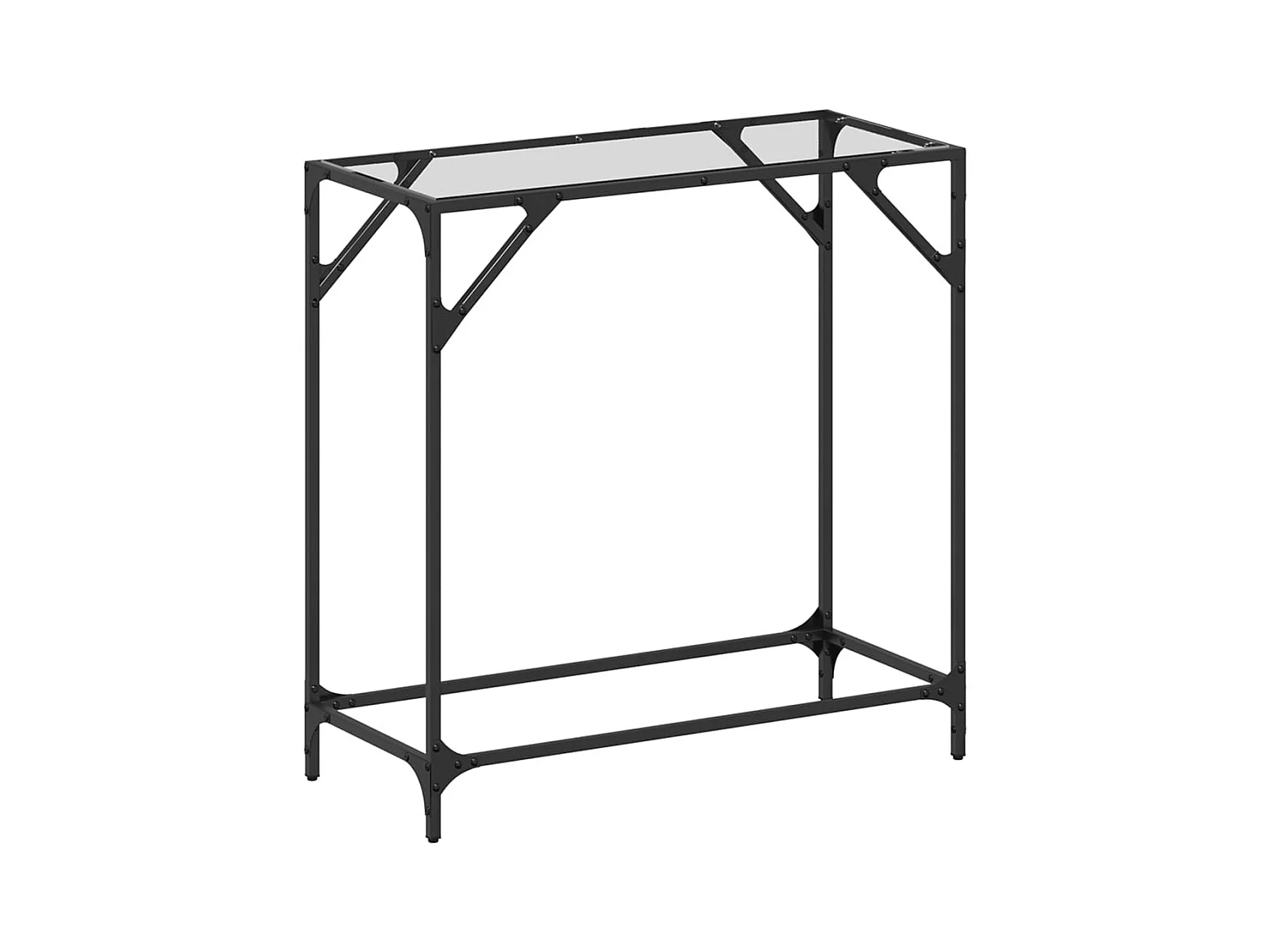 Table console avec dessus en verre transparent 80x35x81cm acier
