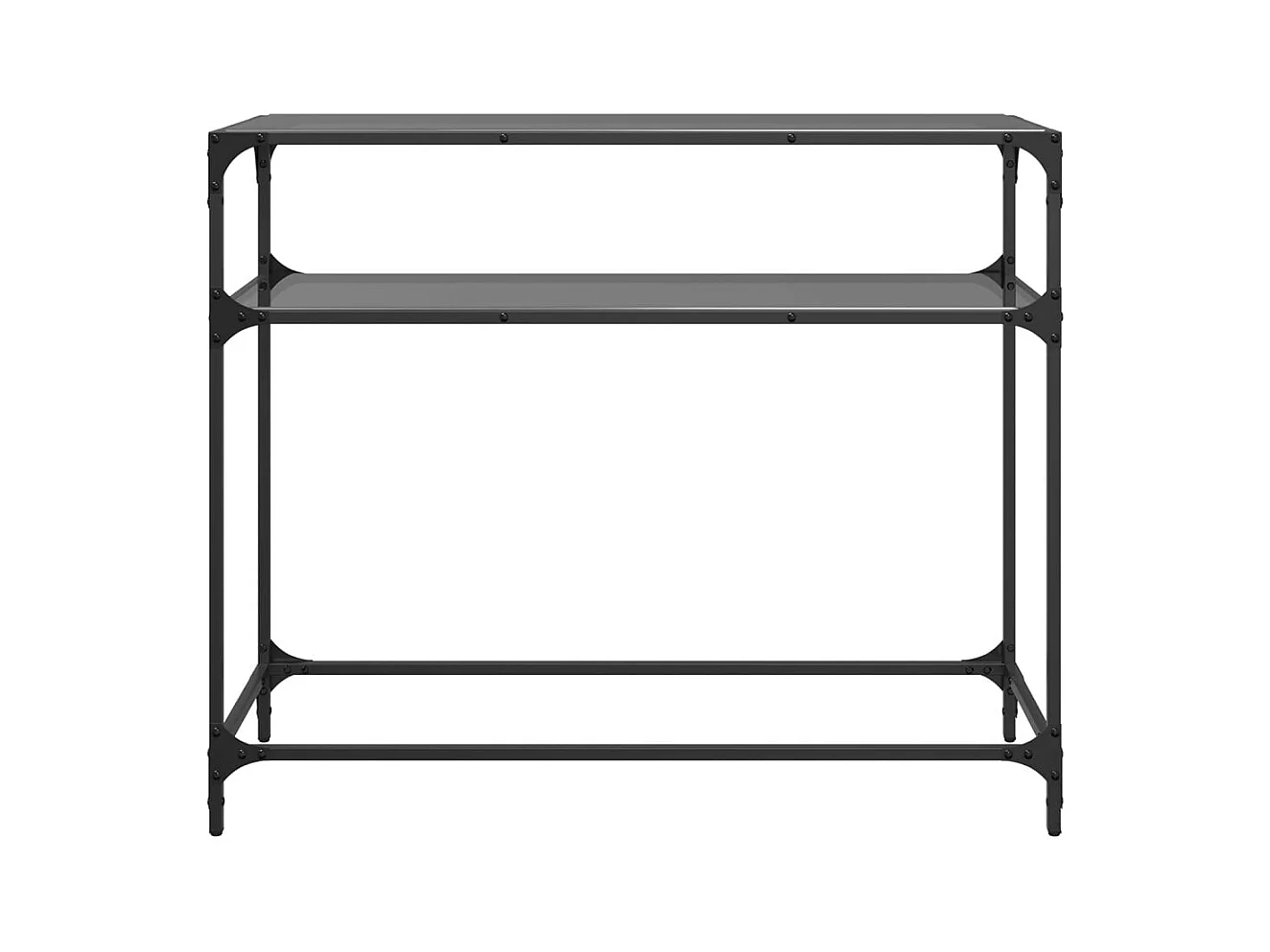 Mesa consola con superficie de vidrio negro acero 98x35x81 cm