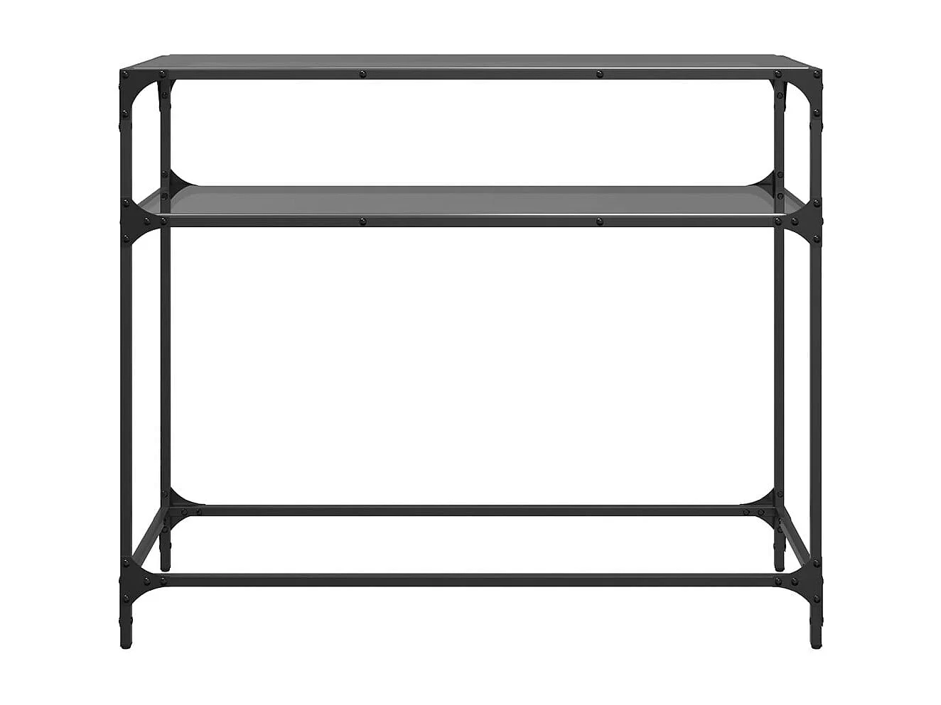 Table console avec dessus en verre noir 98x35x81 cm acier