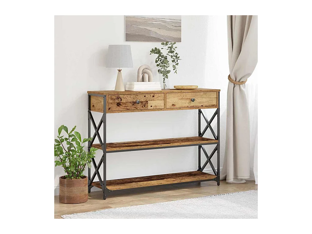 Mesa de Consola con cajón Madera vieja 100 x 28 x 75 cm