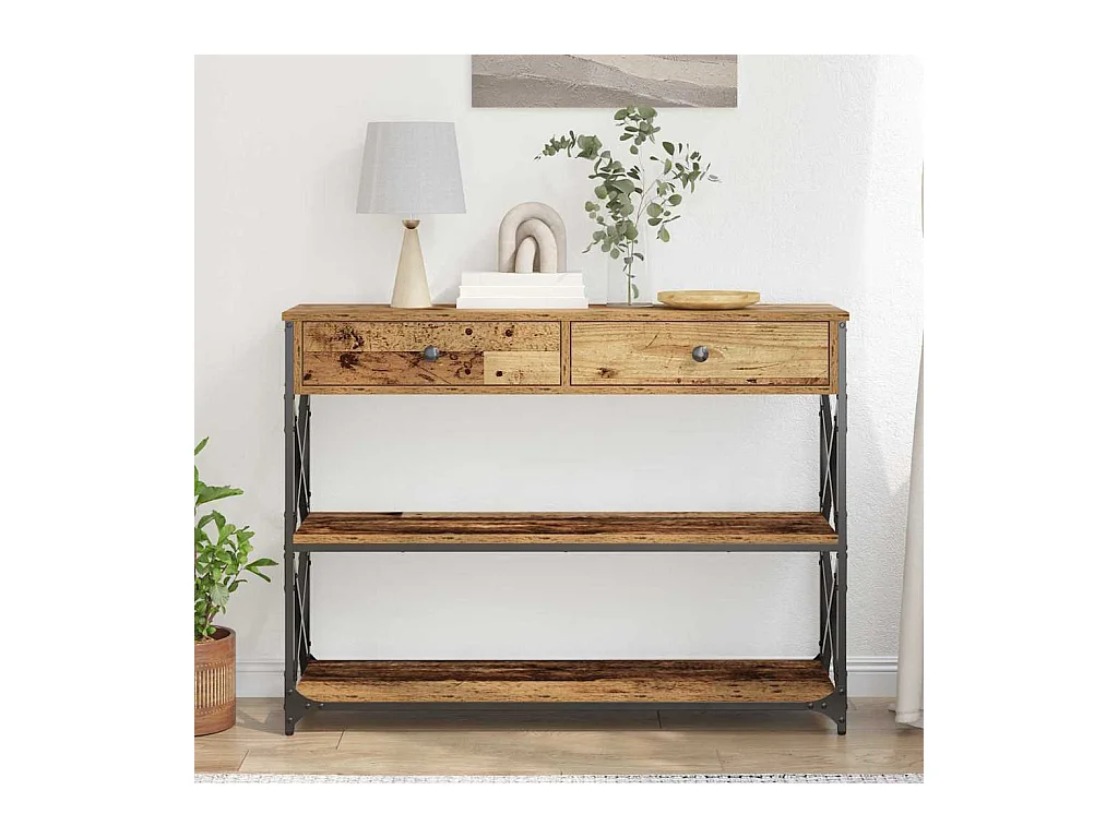 Mesa de Consola con cajón Madera vieja 100 x 28 x 75 cm