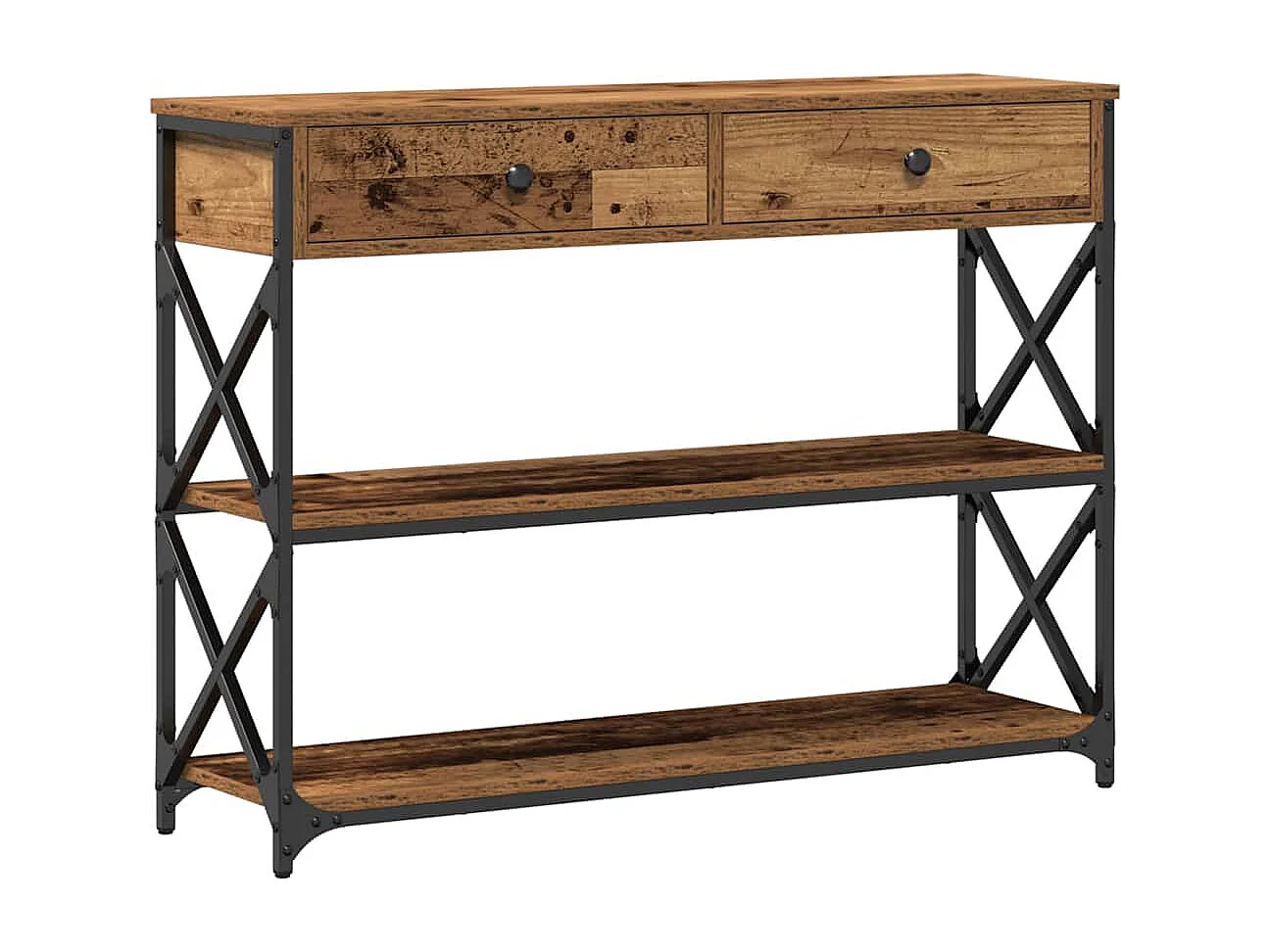 Console Tafel met lade met plank Oud hout 100 x 28 x 75 cm