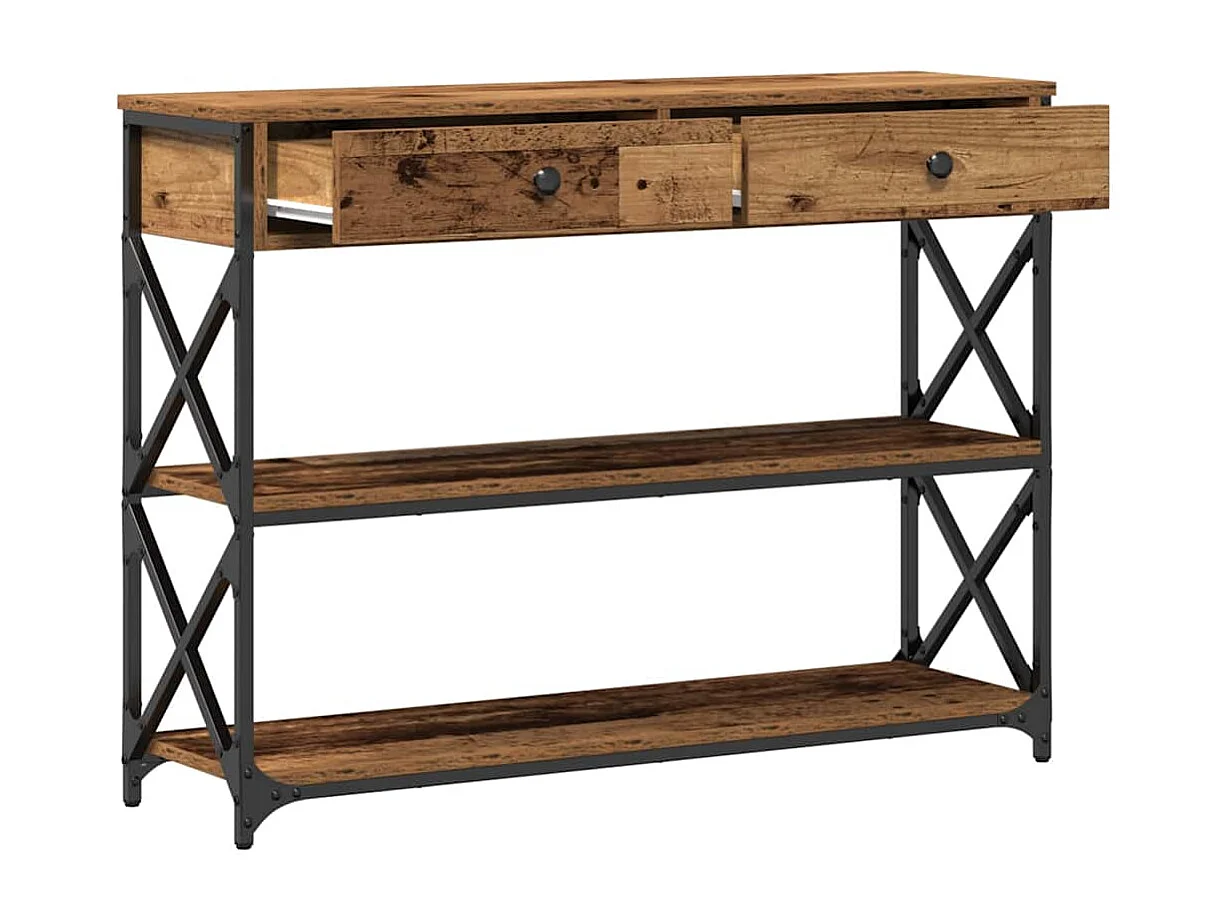 Console Tafel met lade met plank Oud hout 100 x 28 x 75 cm