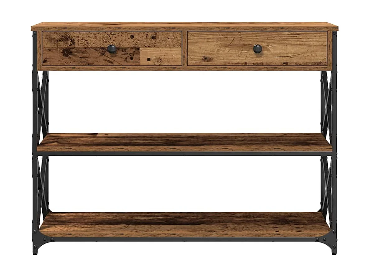 Console Tafel met lade met plank Oud hout 100 x 28 x 75 cm