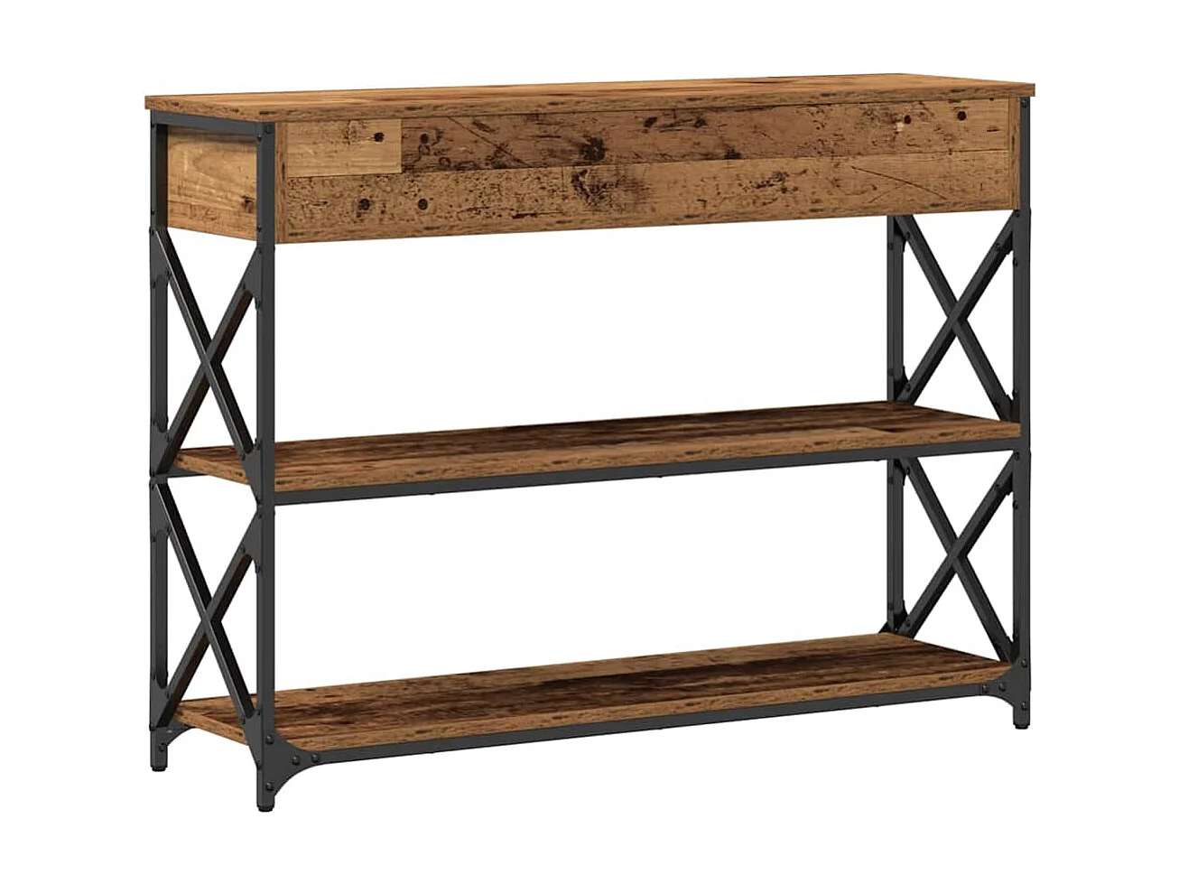 Console Tafel met lade met plank Oud hout 100 x 28 x 75 cm