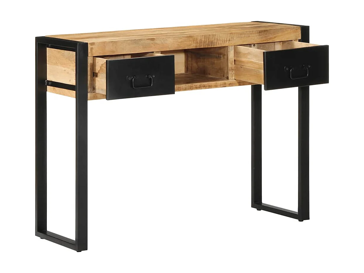 Table console 100x35x75 cm bois de manguier massif brut
