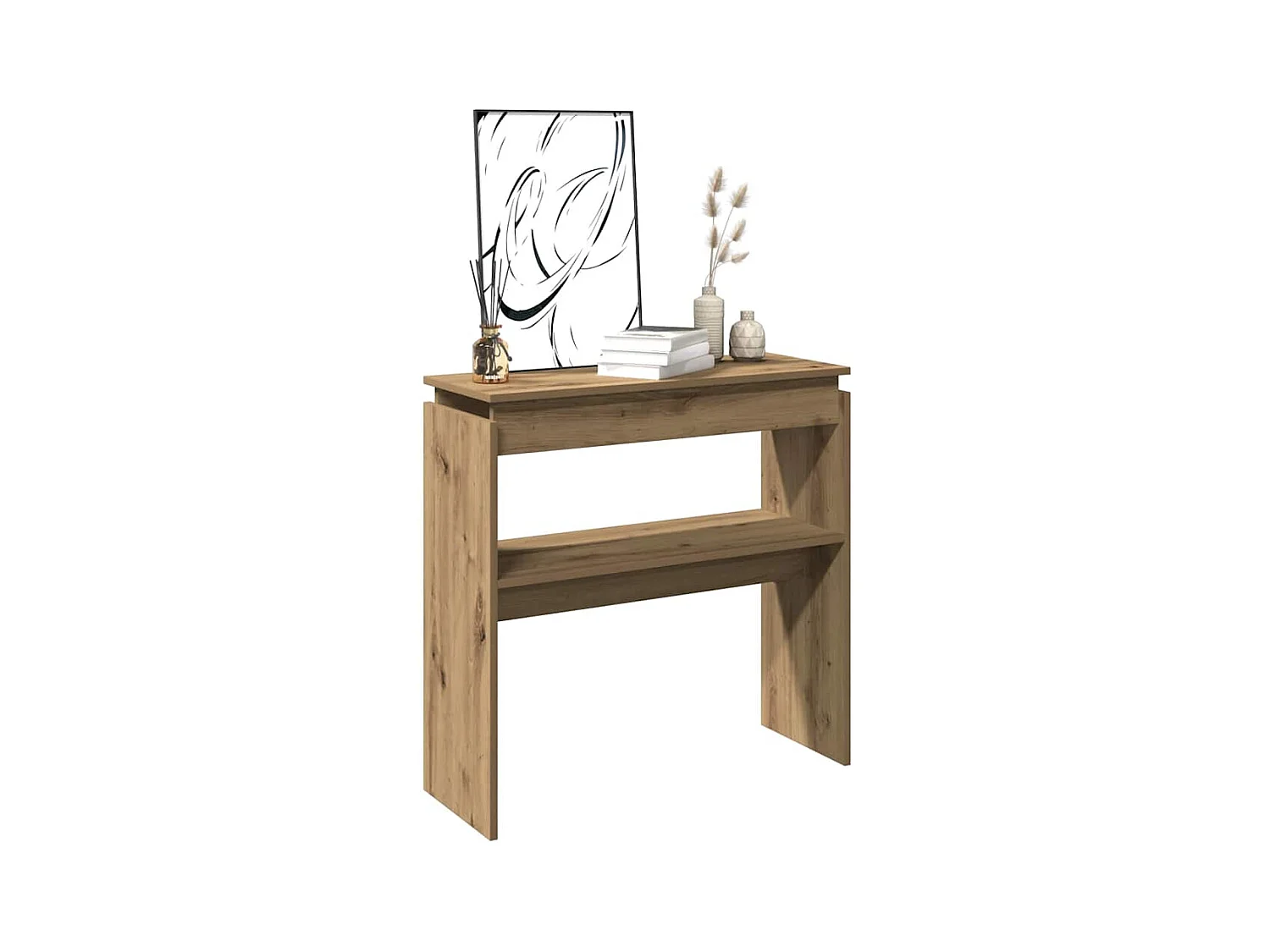 Table console chêne artisanal 102x30x80 cm bois d'ingénierie