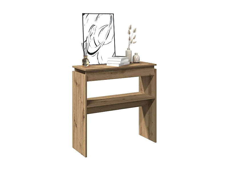 Table console chêne artisanal 102x30x80 cm bois d'ingénierie