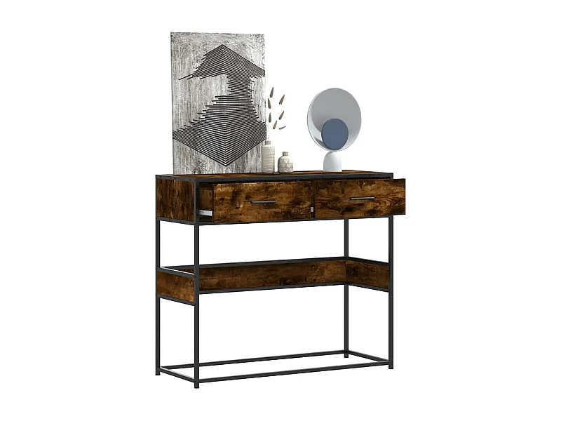 Mesa consola de madera de ingeniería roble ahumado 90x35x80 cm