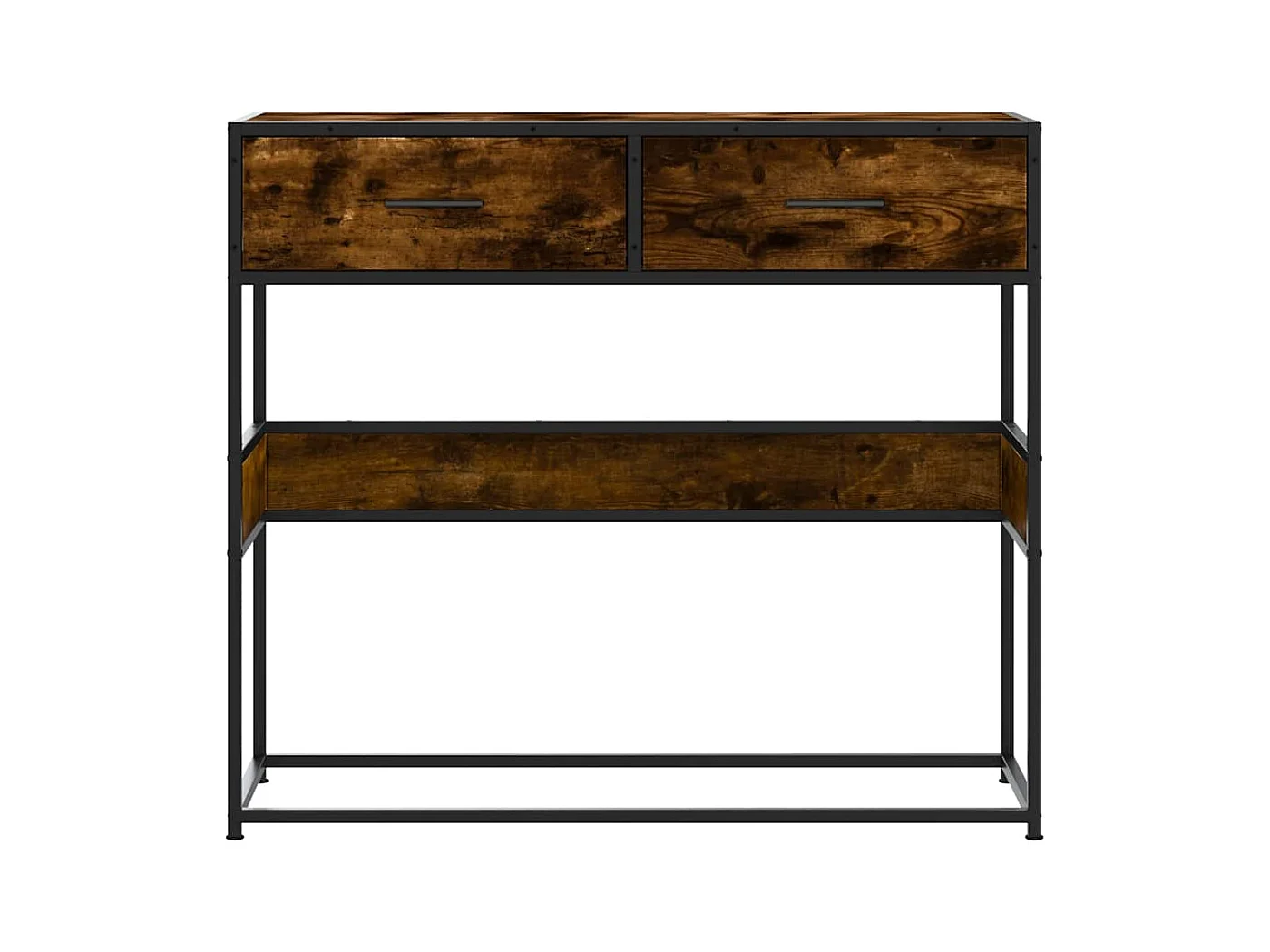 Table console chêne fumé 90x35x80 cm bois d'ingénierie