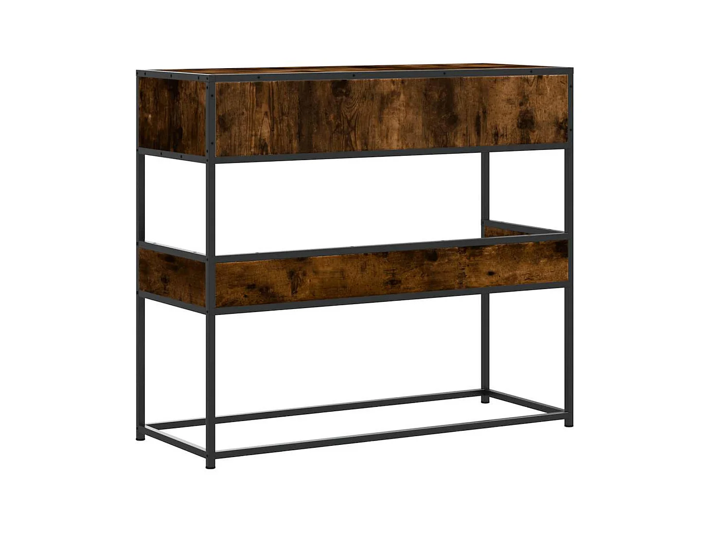 Table console chêne fumé 90x35x80 cm bois d'ingénierie