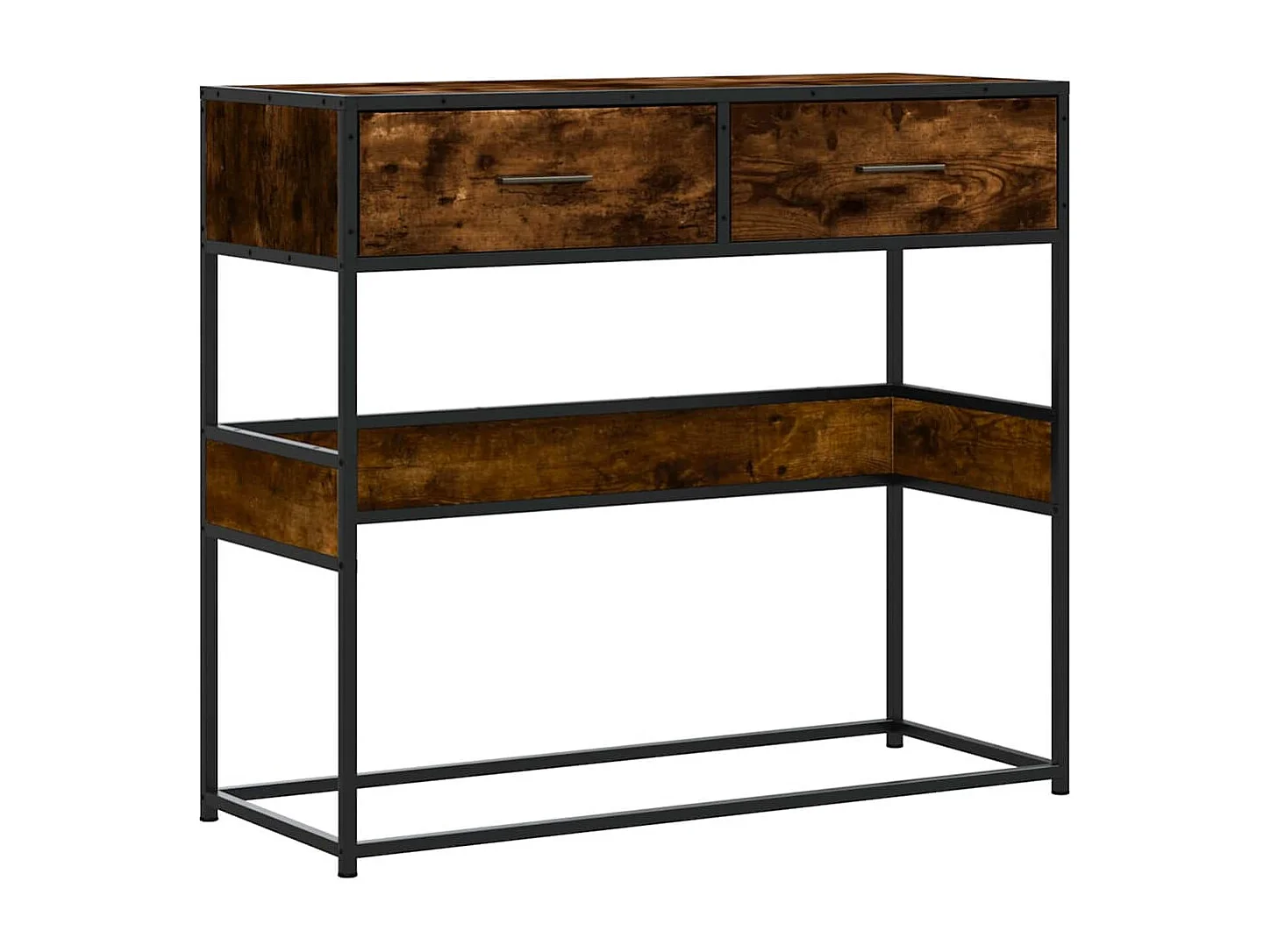 Table console chêne fumé 90x35x80 cm bois d'ingénierie