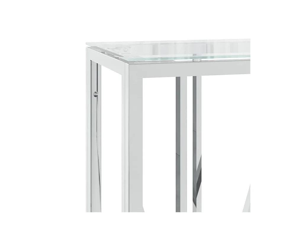 Table console 110x30x70 cm acier inoxydable et verre