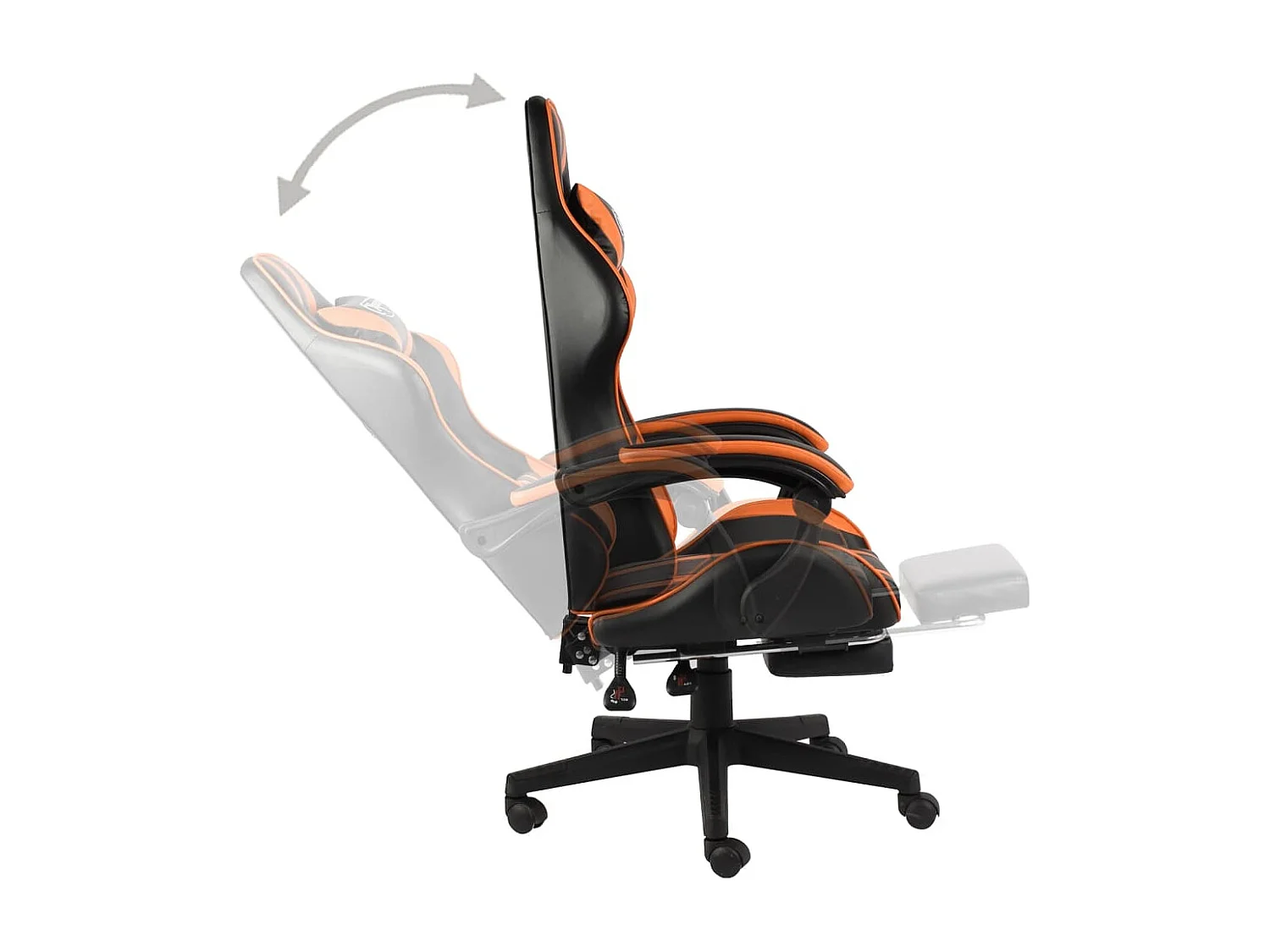 Fauteuil de jeux vidéo et repose-pied Noir et orange Similicuir