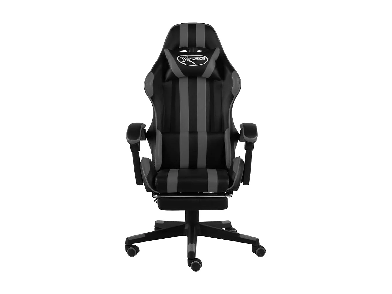 Fauteuil de jeux vidéo avec repose-pied Noir et gris Similicuir