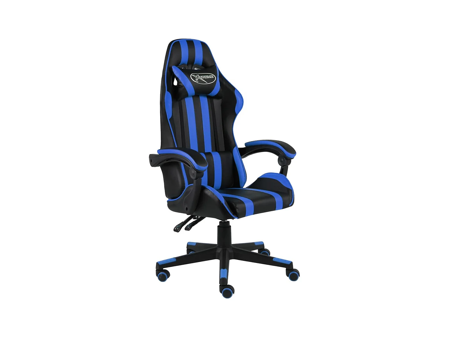 Fauteuil de jeux vidéo Noir et bleu Similicuir