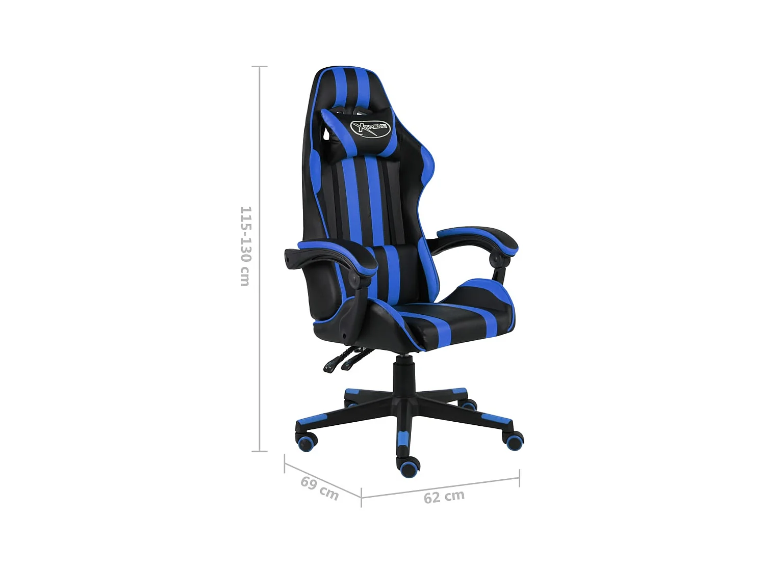 Fauteuil de jeux vidéo Noir et bleu Similicuir