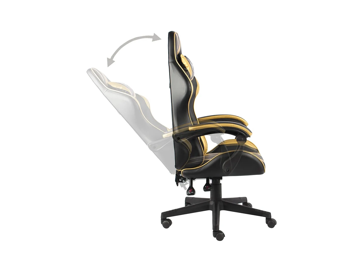 Cadeira estilo corrida couro artificial preto e dourado