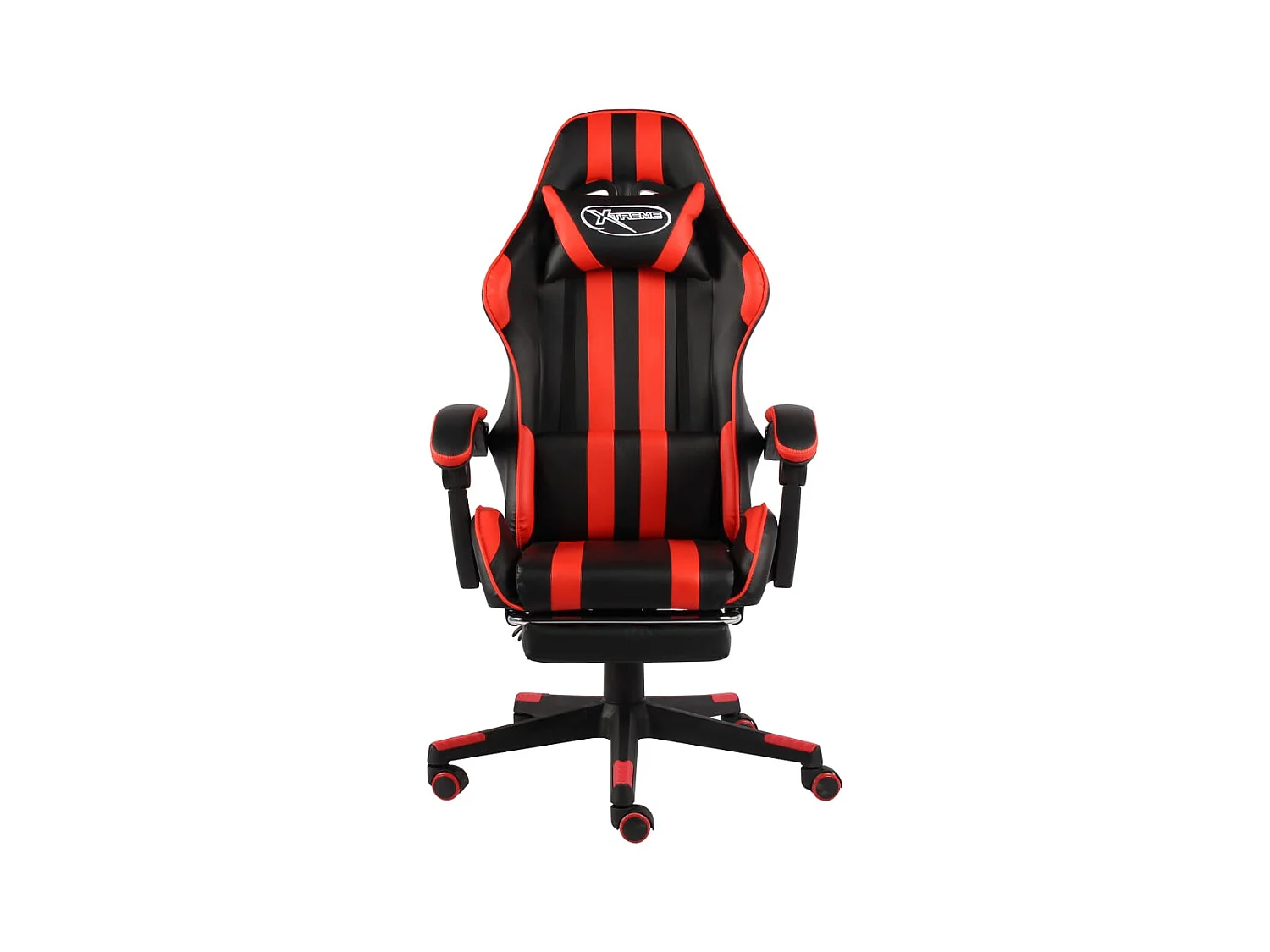 Fauteuil de jeux vidéo et repose-pied Noir et rouge Similicuir