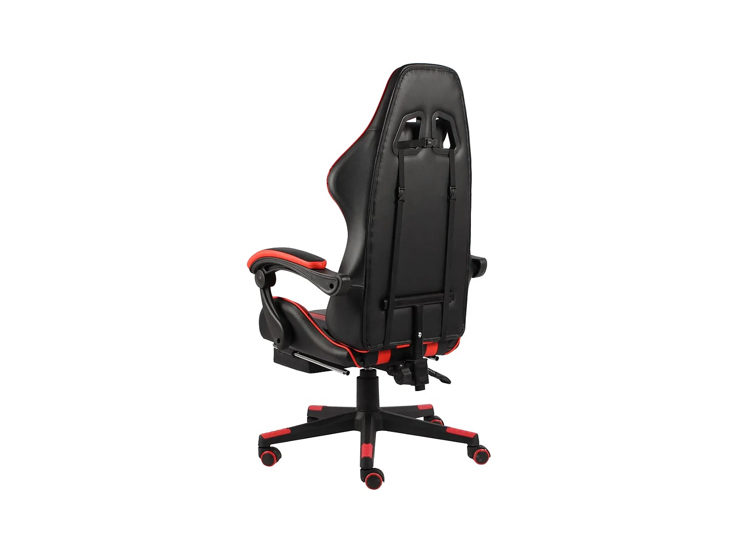 Fauteuil de jeux vidéo et repose-pied Noir et rouge Similicuir