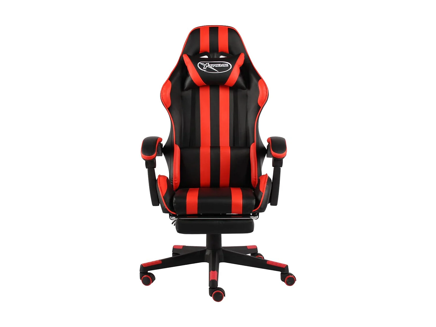 Fauteuil de jeux vidéo et repose-pied Noir et rouge Similicuir