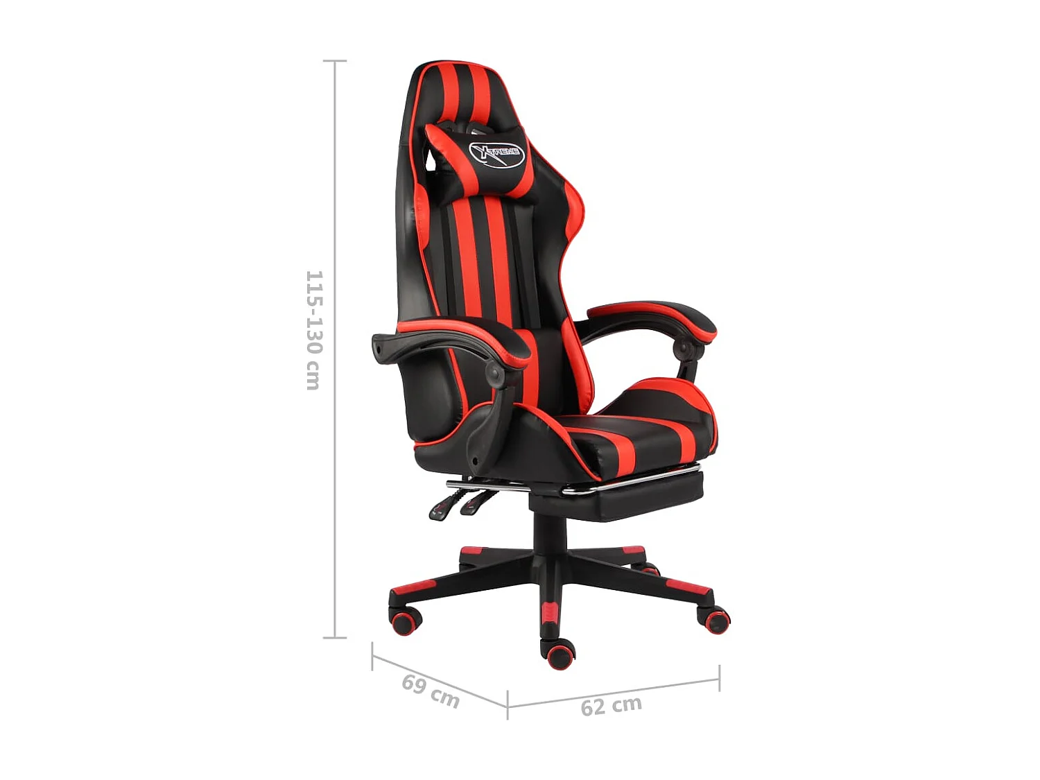 Fauteuil de jeux vidéo et repose-pied Noir et rouge Similicuir