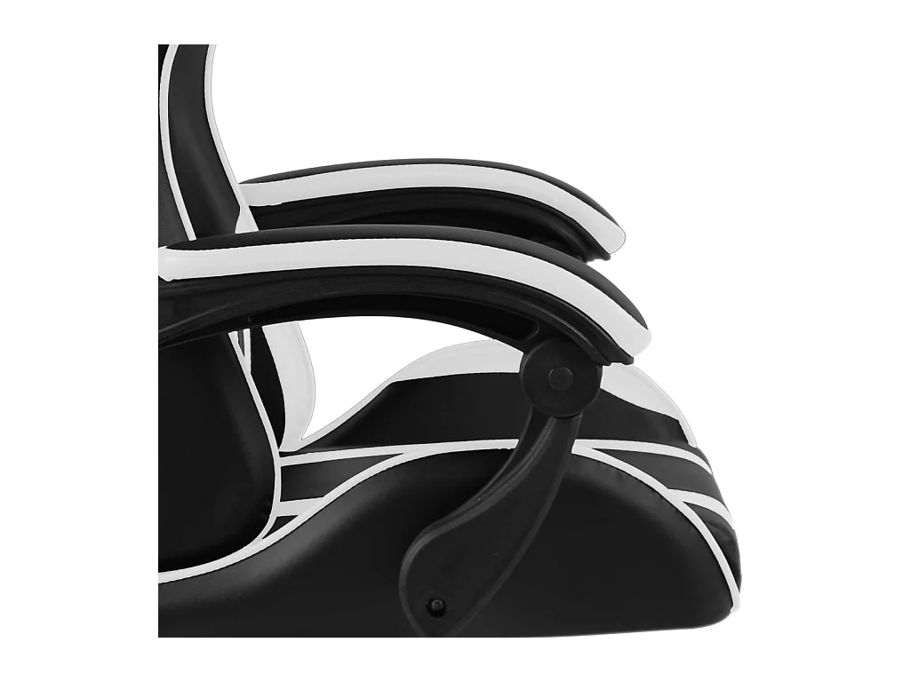 Fauteuil de jeux vidéo et repose-pied Noir et blanc Similicuir