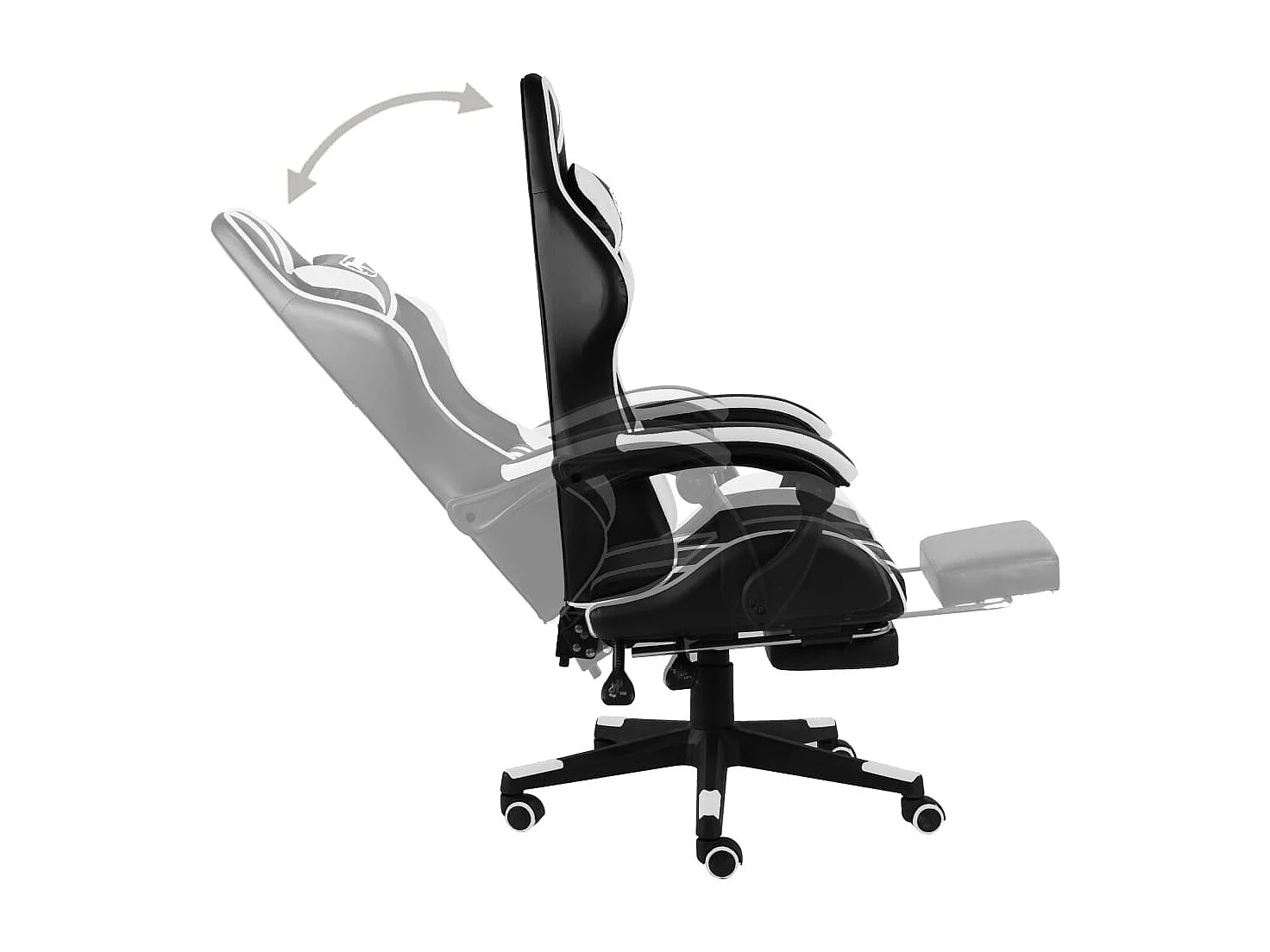 Fauteuil de jeux vidéo et repose-pied Noir et blanc Similicuir