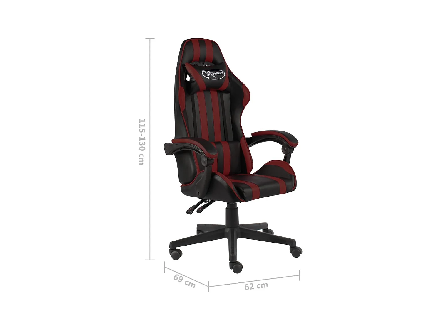 Fauteuil de jeux vidéo Noir et rouge bordeaux Similicuir