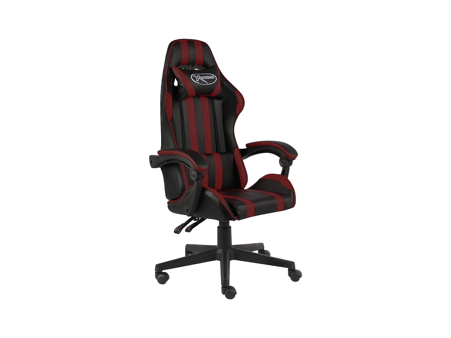 Silla gaming de cuero sintético negro y rojo tinto