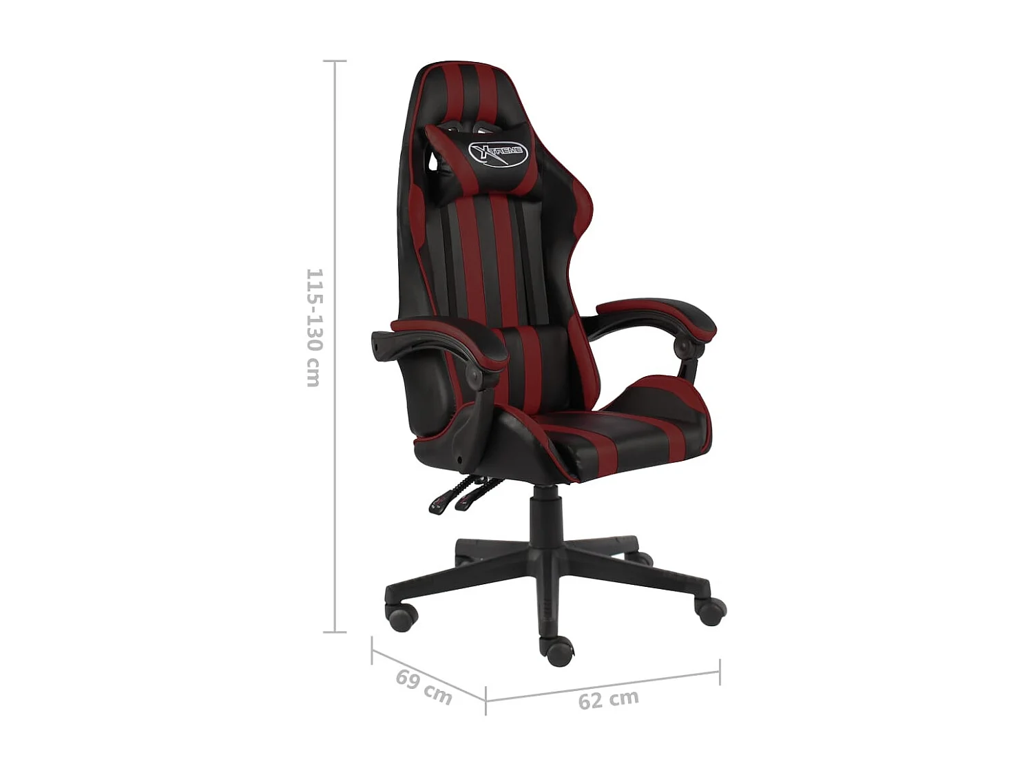 Fauteuil de jeux vidéo Noir et rouge bordeaux Similicuir