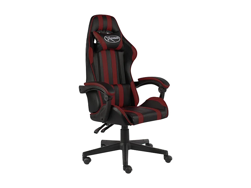 Silla gaming de cuero sintético negro y rojo tinto