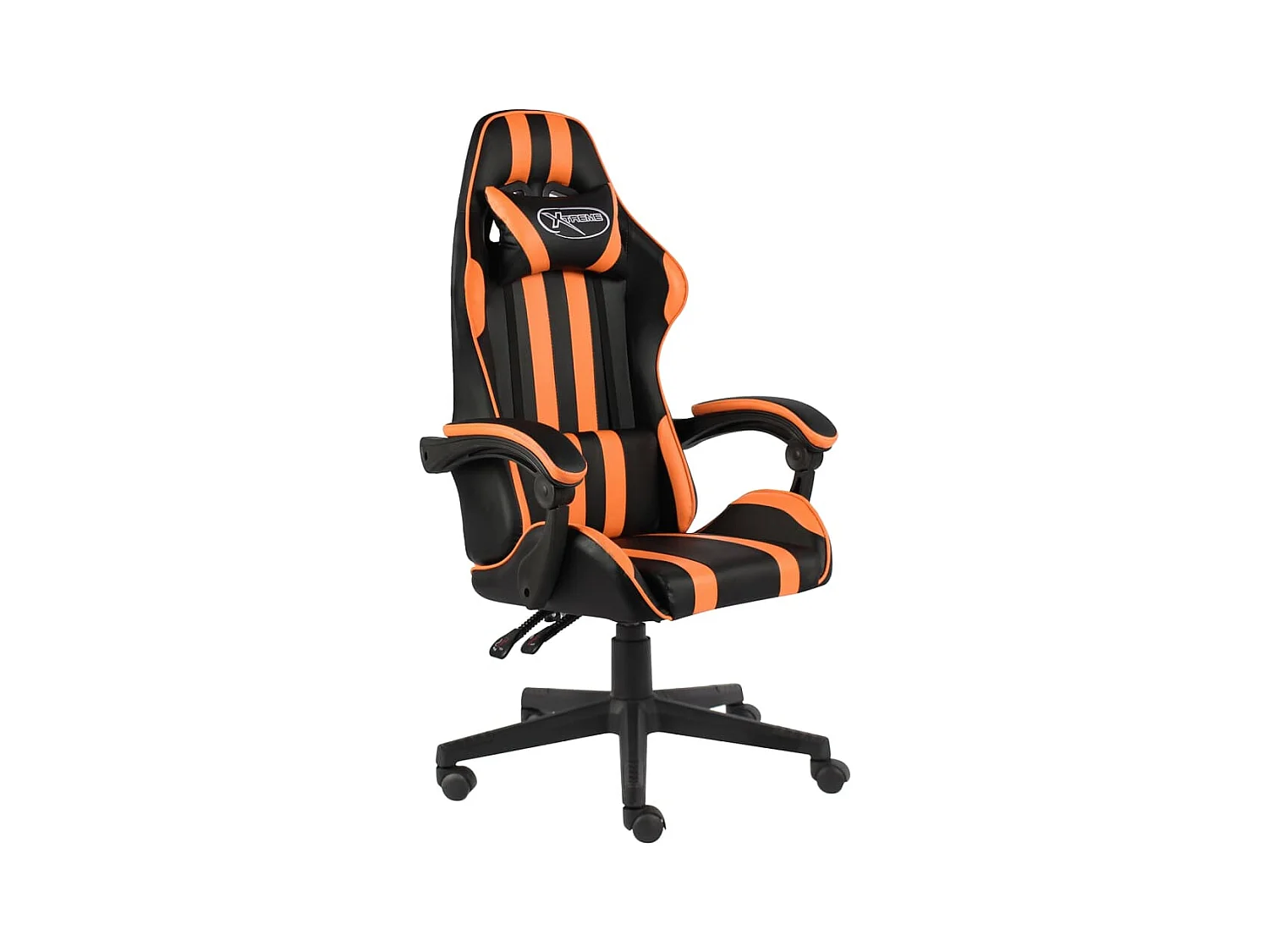 Silla gaming de cuero sintético negro y naranja