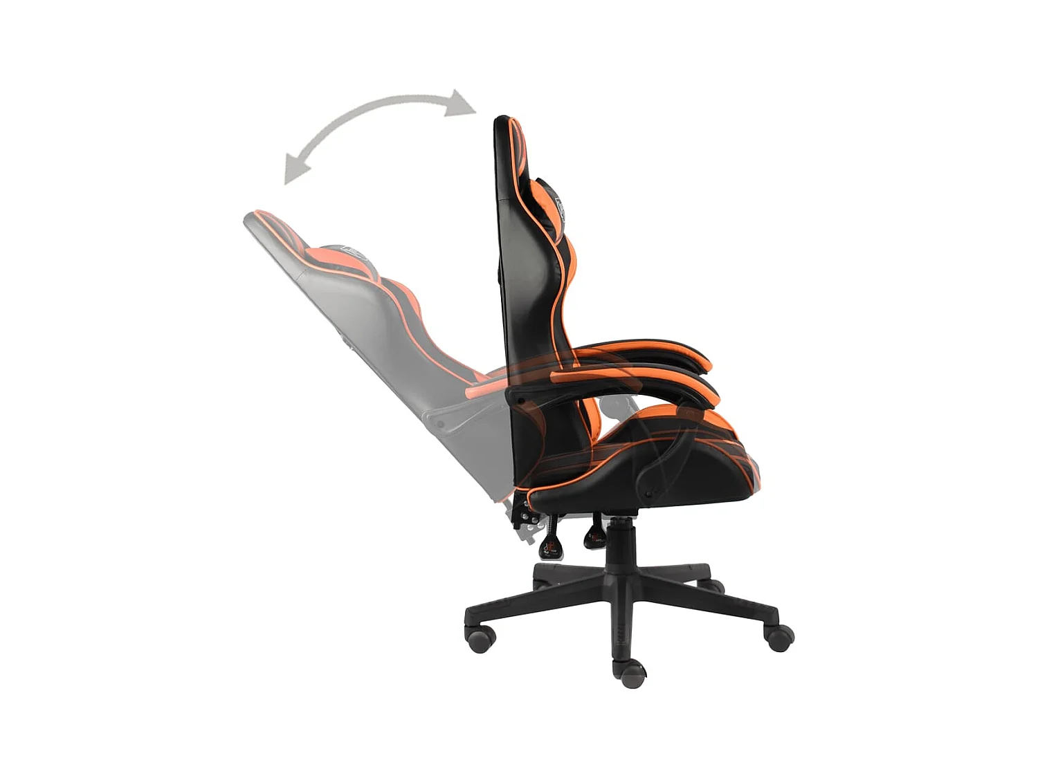 Silla gaming de cuero sintético negro y naranja