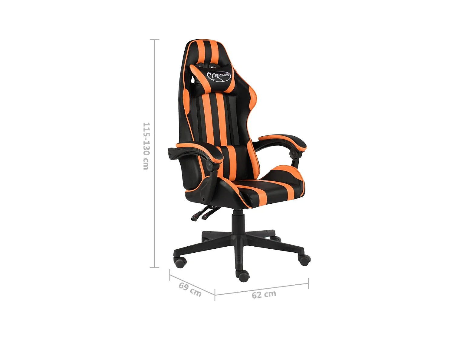Silla gaming de cuero sintético negro y naranja