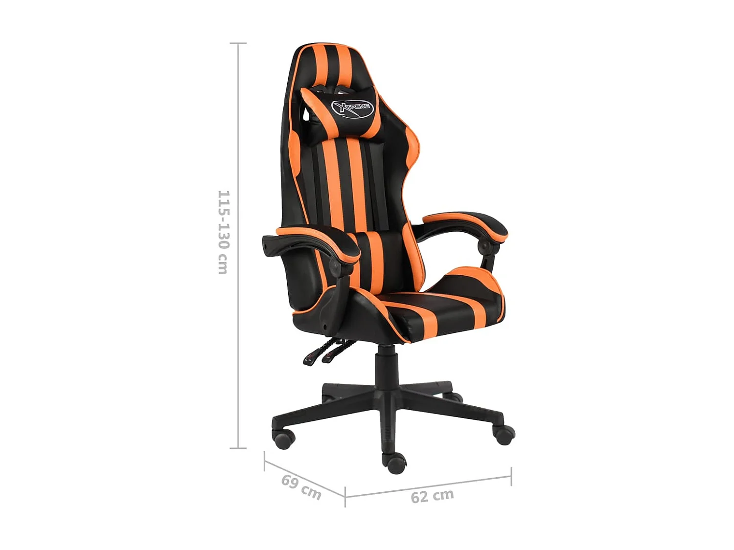 Fauteuil de jeux vidéo Noir et orange Similicuir